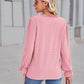 Full Size Eyelet V-Neck Flounce Sleeve Blouse