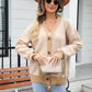 Sophia & Grace Striped V-Neck Dropped Shoulder Button-Up Cardigan