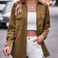 Pocketed Button Up Dropped Shoulder Shacket