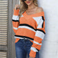 Color Block V-Neck Dropped Shoulder Sweater