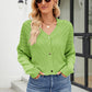 Eyelet Button Front Long Sleeve Cardigan