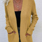 Open Front Rib-Knit Cardigan with Pockets