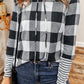Plaid Drawstring Long Sleeve Hoodie