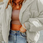 Zip Up Collared Neck Coat with Pockets