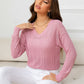 AuroraBlissX V-Neck Long Sleeve Eyelet Knit Top