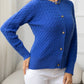 AuroraBlissX Round Neck Cable-Knit Buttoned Knit Top