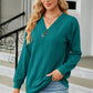 Decorative Button V-Neck Long Sleeve T-Shirt