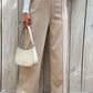 Center Seam Wide Leg Beige Pants
