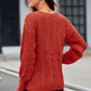 Cable-Knit Round Neck Long Sleeve Sweater