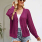 Openwork Button Front V-Neck Cardigan
