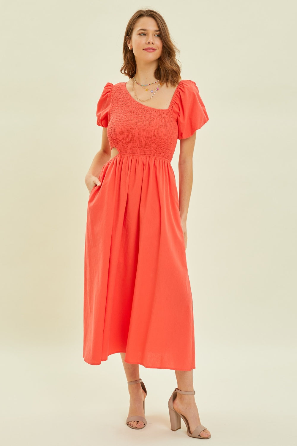 HEYSON Smocked Cutout Midi Dress *