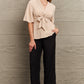 V-Neck Tie Front Half Sleeve Blouse