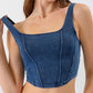 AMIEE LEAH Full Size Seam Detail Cropped Denim Tank