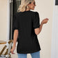 Full Size Eyelet Puff Sleeve V-Neck Top
