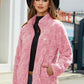 Full Size Fuzzy Checkered Zip Up Jacket