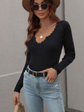 V-Neck Ribbed Knit Top *