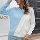 NatashaJay Contrast Color Round Neck Long Sleeve Sweater 🦋