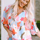 Women's Printed Notched Neck Half Sleeve Blouse