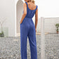 Round Neck Sleeveless Jumpsuit with Pockets