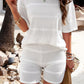 Eyelet Round Neck Top and Shorts Set