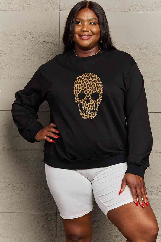 Simply Love Full Size Drop Shoulder SKULL HALLOWEEN Graphic Sweatshirt