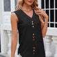 Decorative Button Eyelet V-Neck Tank