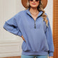 Half Zip Dropped Shoulder Sweatshirt