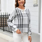 Printed Round Neck Dropped Shoulder Sweater