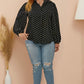 Women's Plus Size Polka Dot Balloon Sleeve Shirt