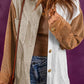 Color Block Ribbed Pocketed Button Up Jacket
