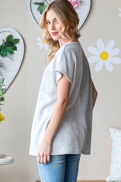 Heimish Full Size Pocketed Round Neck Short Sleeve T-Shirt *