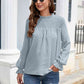 Smocked Mock Neck Swiss Dot Top