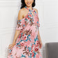 Women's Sew In Love Full Size Fresh-Cut Flowers Cold-Shoulder Midi Dress