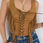 Fringe Lace-Up Vest