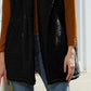 Fuzzy Collared Neck Button Up Vest Coat