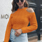 Brilliant Spark Cable-Knit Cold-Shoulder Sweater in Lavender, Blue or Pumpkin