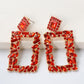 Square Shape Glass Stone Dangle Earrings