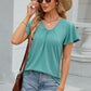 V-Neck Flutter Sleeve T-Shirt