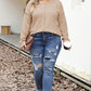 Plus Size Exposed Seam Dropped Shoulder T-Shirt