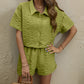 Collared Neck Short Sleeve Top and Shorts Set