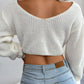 Twisted Front Long Sleeve Cropped Sweater