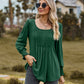 Full Size Puff Sleeve Pleated Blouse