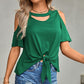 Tied Cutout Cold-Shoulder Top