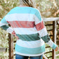 Plus Size Striped Slit Long Sleeve T-Shirt