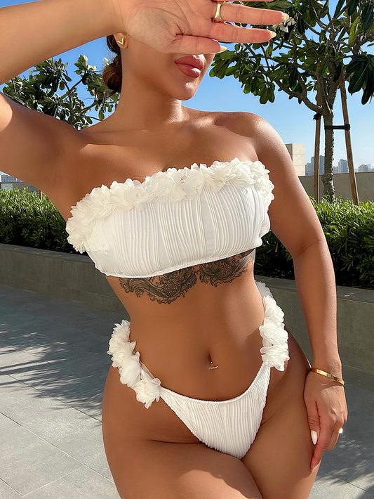 SO BOLD Applique Tie Back Two-Piece Bikini Set