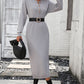 IdeationJovial Notched Neck Dropped Shoulder Button-Down Midi Dress