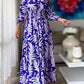 Printed Flounce Sleeve Maxi Dress