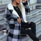 Adrien Planet Black Full Size Plaid Open Front Coat with Pockets