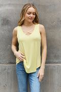 BOMBOM Criss Cross Front Detail Sleeveless Top *