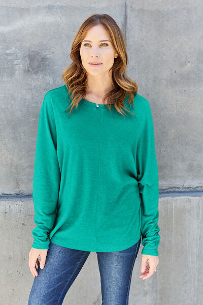 Double Take Full Size Round Neck Long Sleeve T-Shirt *